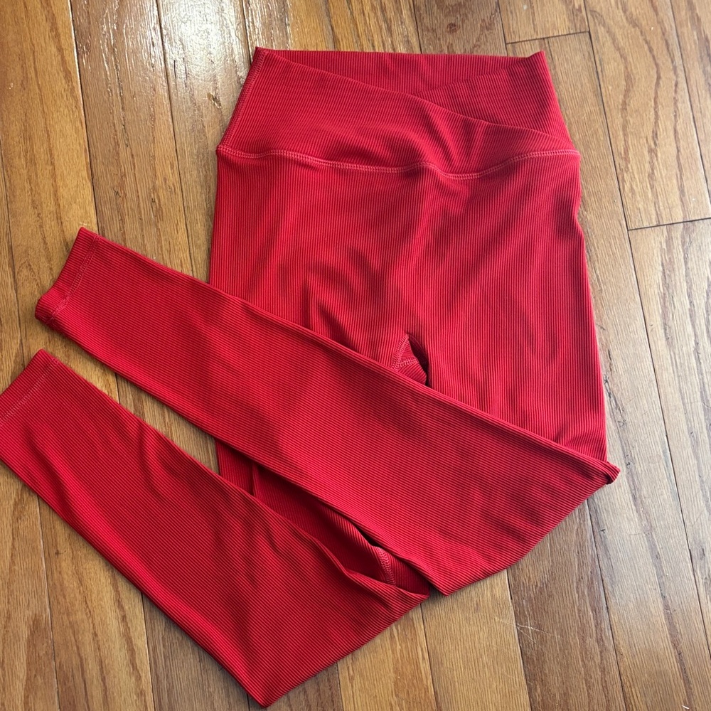 Red Agent 84 ribbed crossover front Leggings